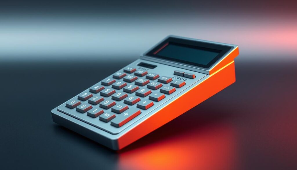 A sleek, metallic 3080 bottleneck calculator against a minimalist, technologically-inspired background. The device is rendered with precision, its angular design and intricate circuit board visible. Warm, directional lighting highlights the calculator's controls and display, creating a sense of depth and dimension. The background is a subtle gradient, hinting at the complex calculations and data processing happening within the device. The overall aesthetic is clean, modern, and evocative of the power and efficiency of high-end PC hardware.